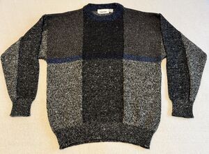 Vintage Damon Colorblock Crewneck Knit Sweater L Italy Grandpacore Relaxed Cozy